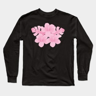 Tropical Pink Hibiscus Flower Long Sleeve T-Shirt